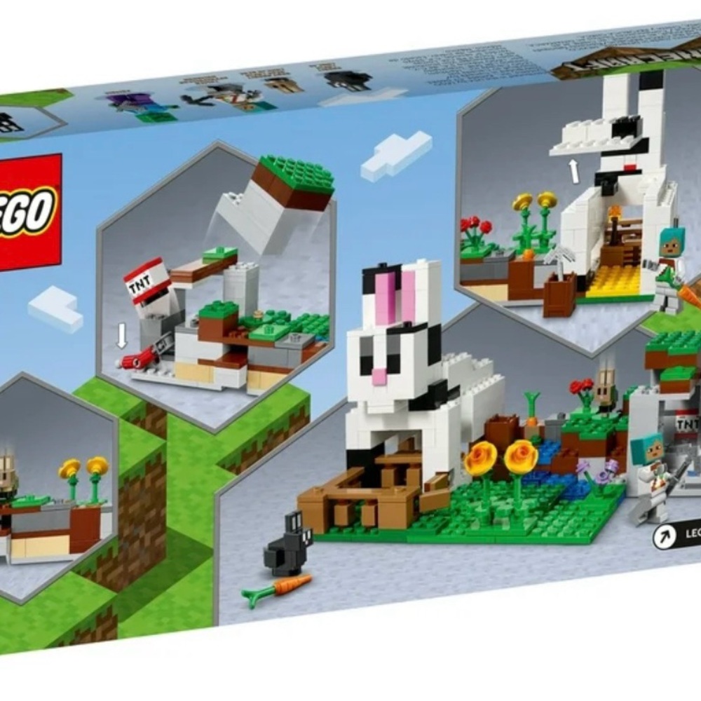 LEGO Minecraft Bunny Build Set - White, Black, Green, Brown